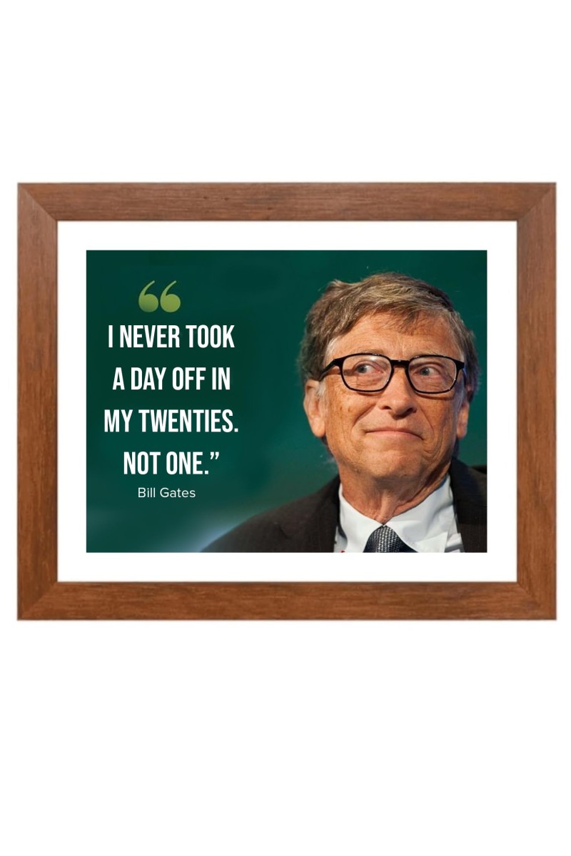 Bill Gates & Famous Quote Brown Frame, 16x20InchesInspirational Wall Art for Office, Home DecorIdeal Spiritual Gift