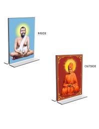 Sri Ramakrishna Paramhansa & Swami Vivekananda Acrylic T-Style Photo Stand - 7x9 Inches, Compact and Stylish Spiritual Display, easily change 2 photos (Pack of 1)