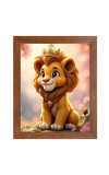 AI Funny Cute Lion Art Picture for Kids - 14x18 inches, Brown Color - Perfect Wall Decor for Children's Room