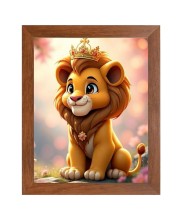 AI Funny Cute Lion Art Picture for Kids - 10x14 inches, Brown Color - Perfect Wall Decor for Children's Room