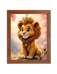 AI Funny Cute Lion Art Picture for Kids - 12x16 inches, Brown Color - Perfect Wall Decor for Children's Room