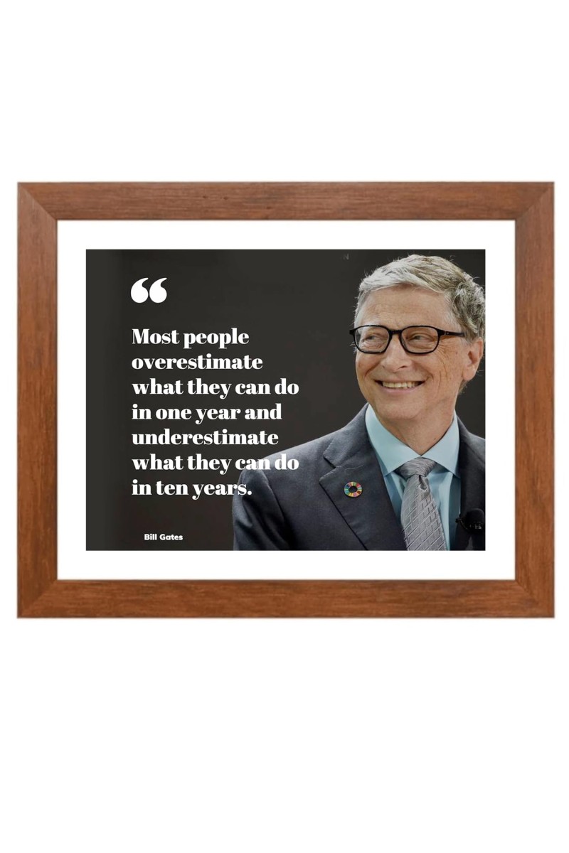 Bill Gates & Famous Quote Brown Frame, 12x16InchesInspirational Wall Art for Office, Home DecorIdeal Spiritual Gift