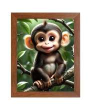 AI Funny Cute Monkey Art Picture for Kids - 10x14 inches, Brown Color - Perfect Wall Decor for Children's Room
