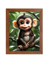 AI Funny Cute Monkey Art Picture for Kids - 10x14 inches, Brown Color - Perfect Wall Decor for Children's Room