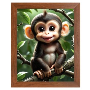 AI Funny Cute Monkey Art Picture for Kids - 10x14 inches, Brown Color - Perfect Wall Decor for Children's Room AI Funny Cute Monkey Art Picture for Kids - 10x14 inches, Brown Color - Perfect Wall Decor for Children's Room
