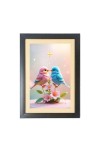 Love birds Photo Frame Funny Animal and Bird Cartoon Art, Black color, 13x17 Inch