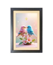 Love birds Photo Frame Funny Animal and Bird Cartoon Art, Black color, 13x17 Inch