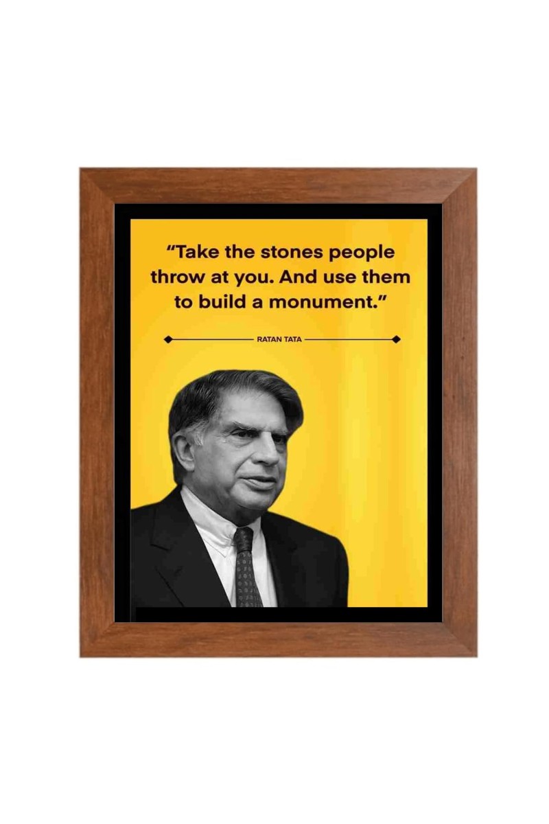 Shree Ratan Naval Tata & Famous Quote Brown Frame, 18x22InchesInspirational Wall Art for Office, Home DecorIdeal Spiritual Gift