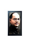 Hitech Sales Netaji Subhas Chandra Bose Wall-Mount Rectangular Polystyrene Photo Frame | Home Decoration and Gifting | 9.6 x 15.6 inches | Black | Pack of 1 | Printed Photo