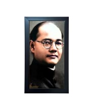 Hitech Sales Netaji Subhas Chandra Bose Wall-Mount Rectangular Polystyrene Photo Frame | Home Decoration and Gifting | 9.6 x 15.6 inches | Black | Pack of 1 | Printed Photo