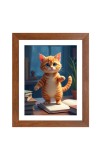 AI Funny Cute Cat Art Picture for Kids - 10x14 inches, Brown Color - Perfect Wall Decor for Children's Room