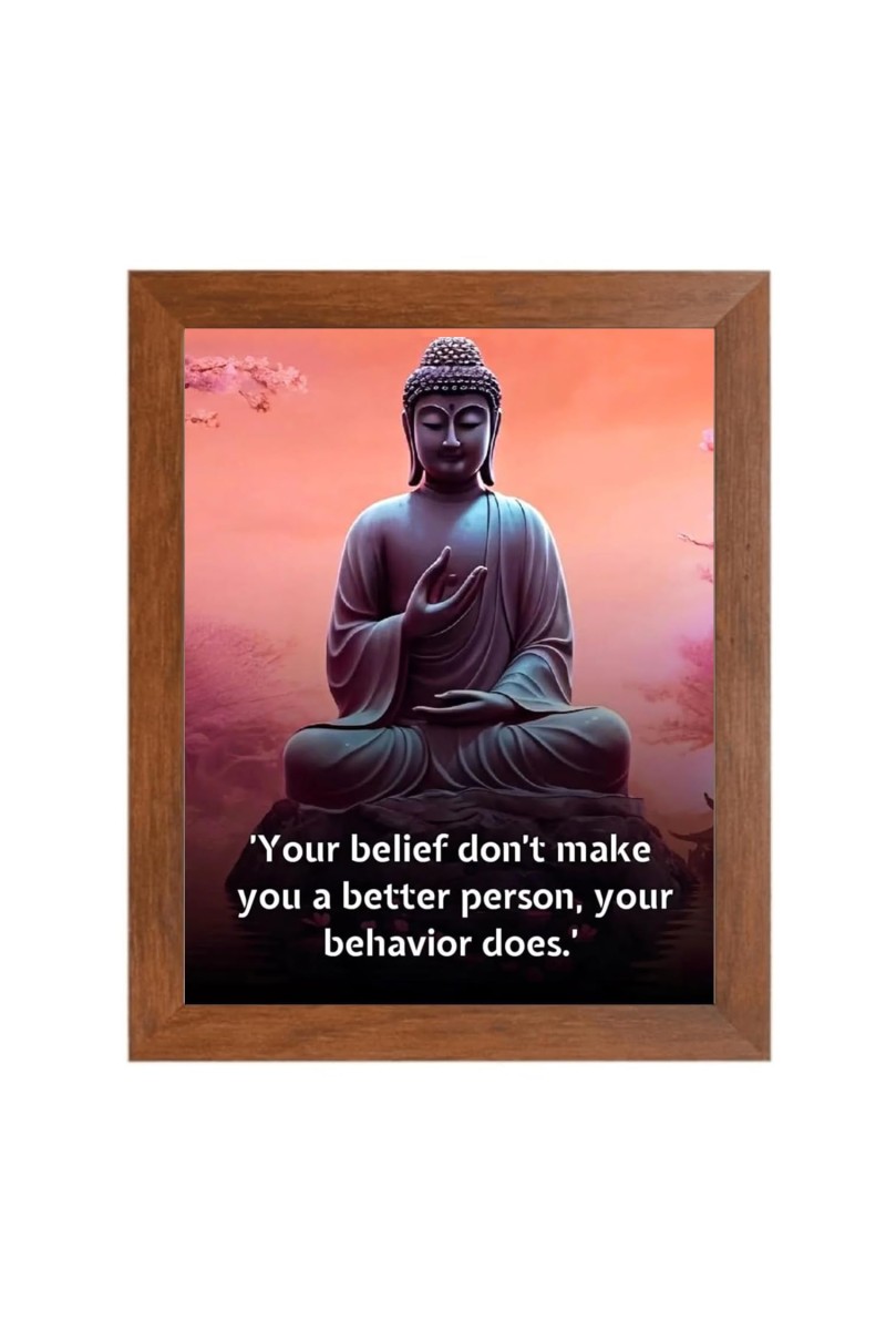 Buddha & Famous Quote Brown Frame, 14x18InchesInspirational Wall Art for Office, Home DecorIdeal Spiritual Gift