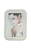 HiTechMart Table Photo Frame for Home Décor | Rectangular Wedding Photo Frame (4x6 Inch, White) | Beautiful Pearl & Crystal Design | Personalised Gift for Anniversary, Valentine, Birthday