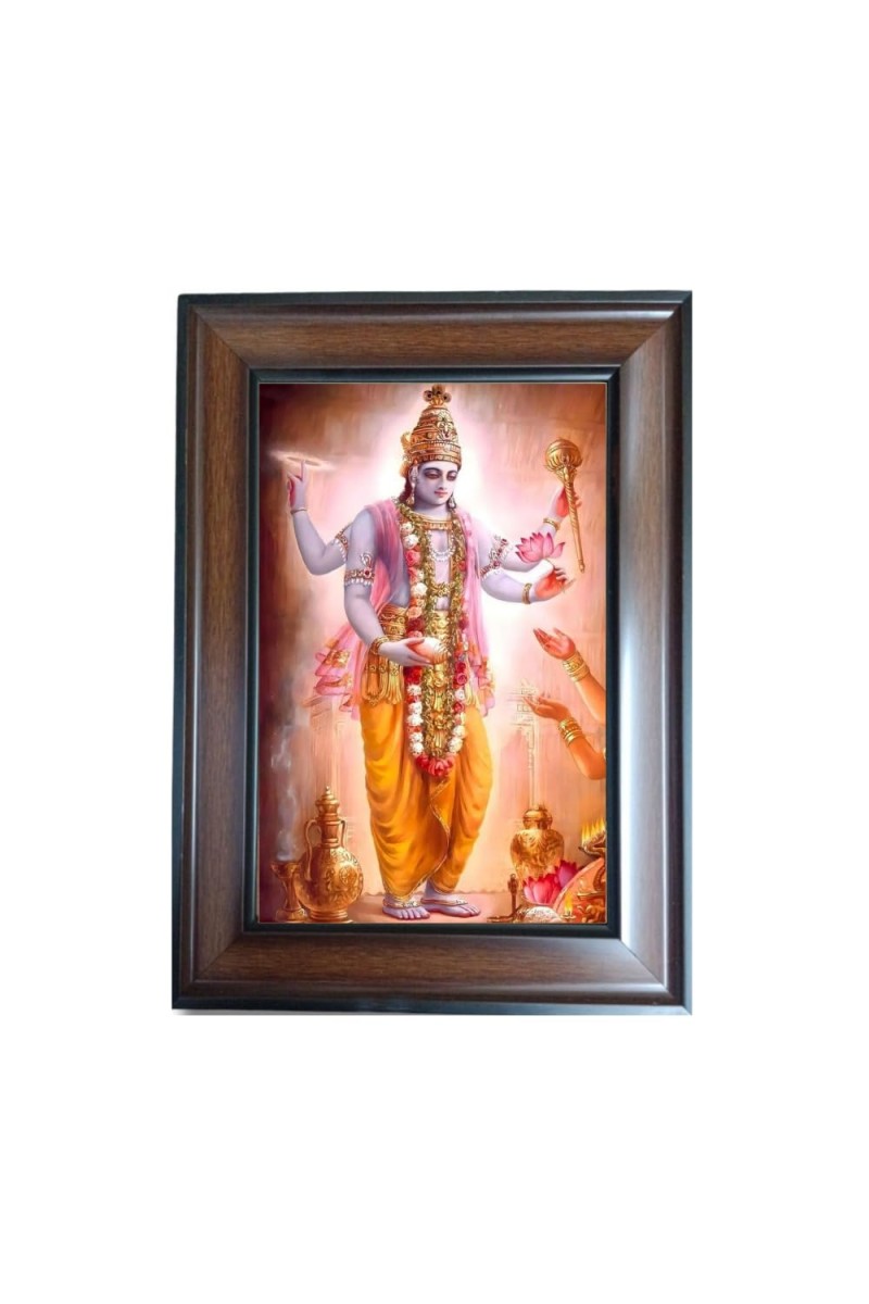 Hi Tech Sales Lord Vishnu Polystyrene Photo Frame for Wall Decor Home, Office, and Temple - Printed Photo, Pack of 1