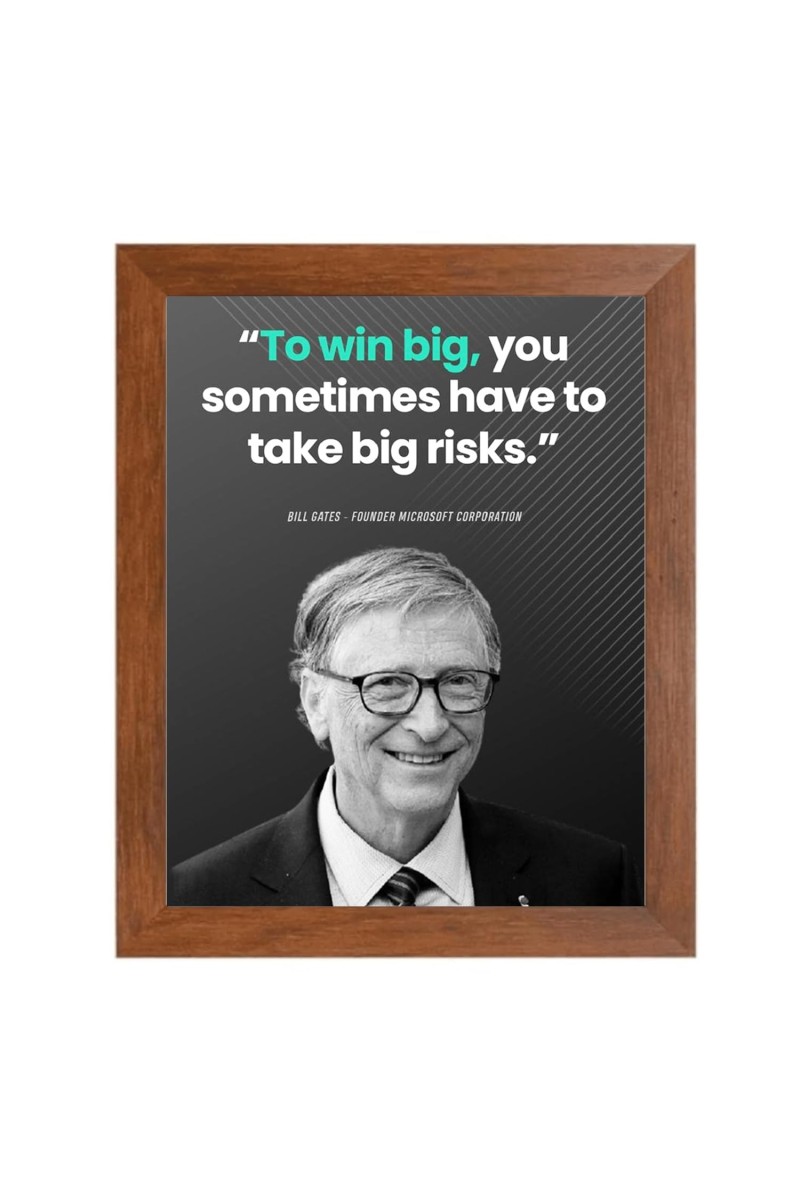 Bill Gates & Famous Quote Brown Frame, 14x18InchesInspirational Wall Art for Office, Home DecorIdeal Spiritual Gift