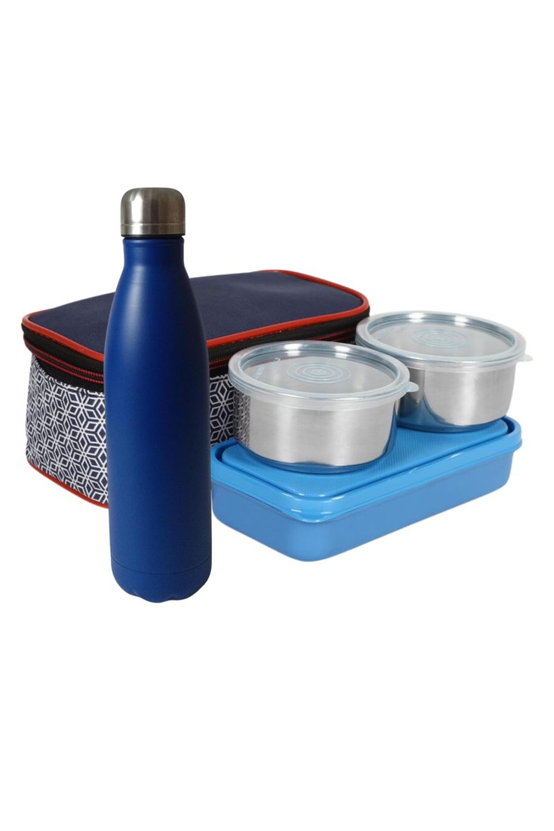 Combo of Lunchbox & 750ml Stainless Steel Water Bottle | Leak-Proof, BPA-Free, Ideal for Office, School, Travel | Durable & Eco-Friendly