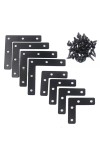 L-Shaped Flat Corner Brackets - Heavy Duty Iron Right Angle Braces with Pre-Drilled Holes for Furniture, Shelving, and Woodworking (Pack of 10) with 40 Screws.