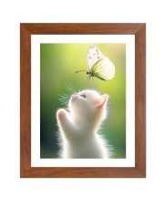 AI Funny Cute Cat Art Picture for Kids - 10x14 inches, Brown Color - Perfect Wall Decor for Children's Room