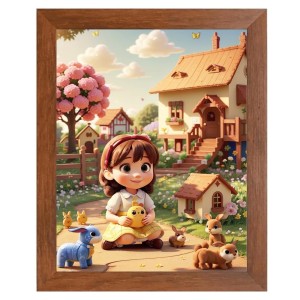 AI Funny Cute Girls with Toy Art Picture for Kids - 18x22 inches, Brown Color - Perfect Wall Decor for Children's Room AI Funny Cute Girls with Toy Art Picture for Kids - 18x22 inches, Brown Color - Perfect Wall Decor for Children's Room