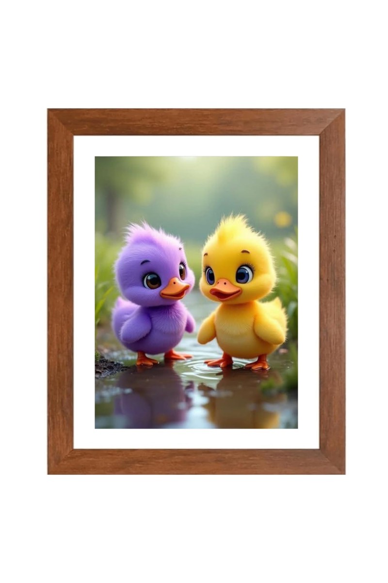 AI Funny Cute Duck Art Picture for Kids - 12x16 inches, Brown Color - Perfect Wall Decor for Children's Room
