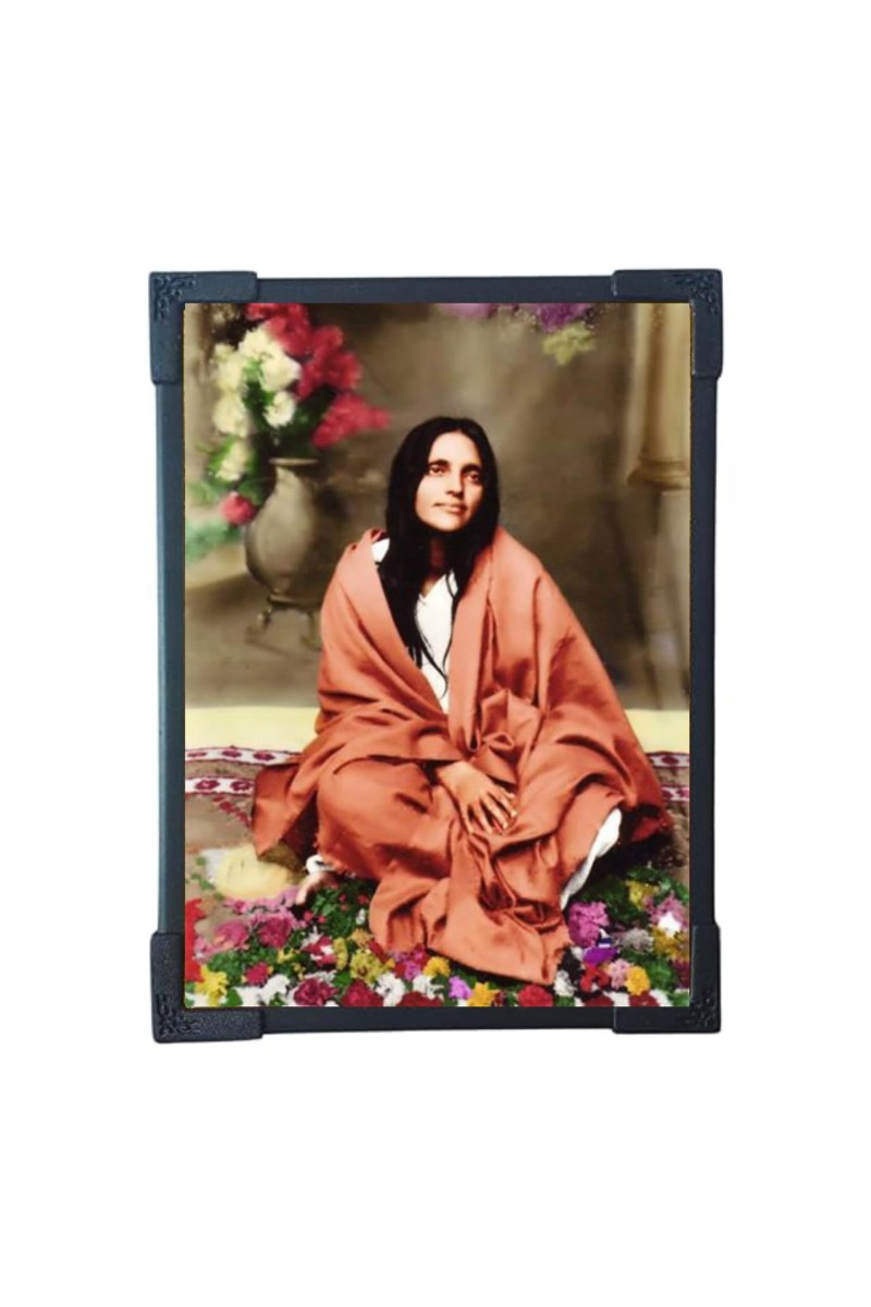HiTechMart Ma Anandamayi Devi Photo Frame – Wooden Laminated Spiritual Frame for Home & Office | Hindu God Picture Frame – Divine Meditation Decor Gift (5x7Inch)