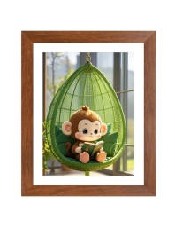 AI Funny Cute Monkey Art Picture for Kids - 18x22 inches, Brown Color - Perfect Wall Decor for Children's Room