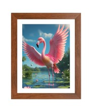 AI Funny Flamingo Art Picture for Kids - 10x14 inches, Brown Color - Perfect Wall Decor for Children's Room
