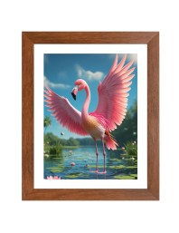 AI Funny Flamingo Art Picture for Kids - 18x22 inches, Brown Color - Perfect Wall Decor for Children's Room