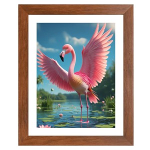 AI Funny Flamingo Art Picture for Kids - 18x22 inches, Brown Color - Perfect Wall Decor for Children's Room