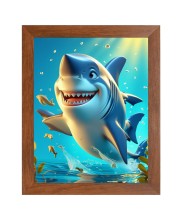 AI Funny Dolphin Fish Art Picture for Kids - 10x14 inches, Brown Color - Perfect Wall Decor for Children's Room