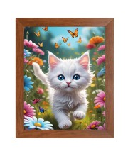 AI Funny Cute Cat Art Picture for Kids - 10x14 inches, Brown Color - Perfect Wall Decor for Children's Room