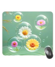 Customized Bubbles Flowers Picture Sublimation Mouse Pad | 8 X 7.5 Inch | Smooth Cloth Surface | Non-Slip Rubber Base | Personalized Mousepad for Laptop & Desktop (F17216)