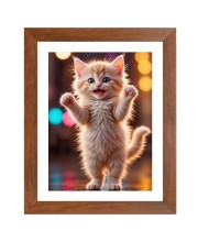 AI Funny Cute Kitty Cat Art Picture for Kids - 10x14 inches, Brown Color - Perfect Wall Decor for Children's Room