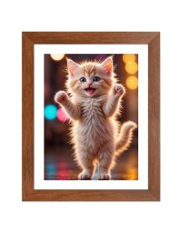 AI Funny Cute Kitty Cat Art Picture for Kids - 10x14 inches, Brown Color - Perfect Wall Decor for Children's Room