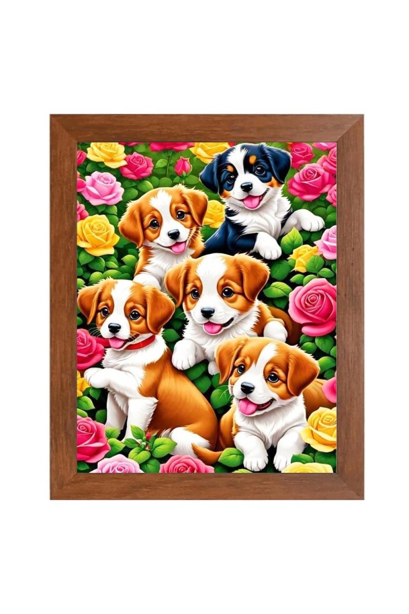 AI Funny Cute Dog Art Picture for Kids - 10x14 inches, Brown Color - Perfect Wall Decor for Children's Room