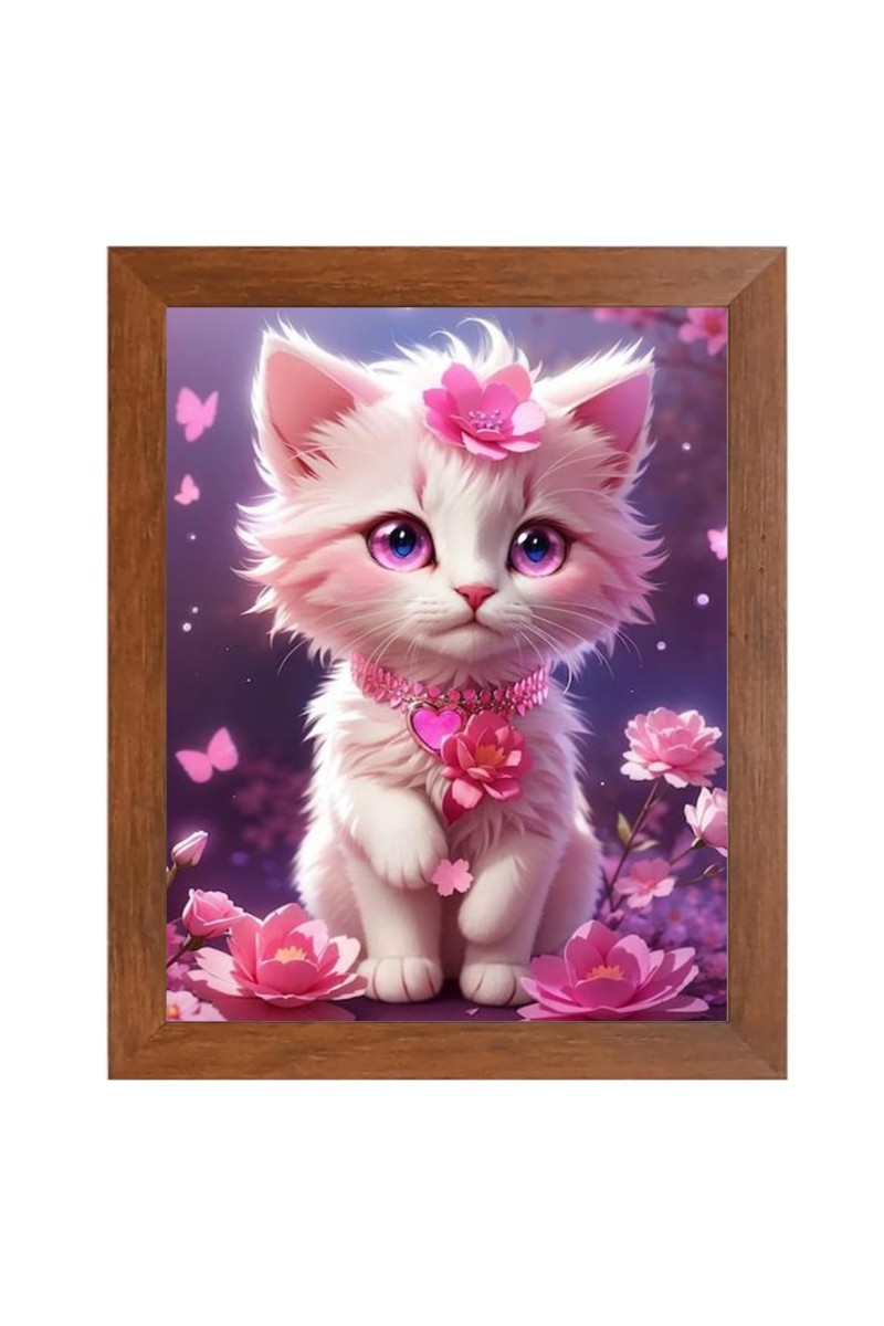 AI Funny Cute Kitty Cat Art Picture for Kids - 16x20 inches, Brown Color - Perfect Wall Decor for Children's Room