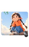 Customized Beautiful Cartoon Girl Picture Sublimation Mouse Pad | 8 X 7.5 Inch | Smooth Cloth Surface | Non-Slip Rubber Base | Personalized Mousepad for Laptop & Desktop (F16970)