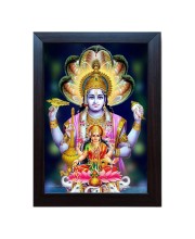 Hitech Lord Vishnu Dev Lakshmi Devi Laxmi Narayan Laminated photo frame for table, Study & living room, gifts (Pvc Frame and Front face - Glass, 8 x 6 inch)