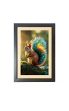 The squirrel with a peacock-feathered tail Black Photo Frame Funny Animal and Bird Cartoon Art