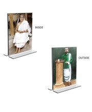 Car Desk/Table Top Sarada Devi & Sri Ramakrishna Paramhansa Acrylic T-Style Photo Stand - 2.5x3.5 Inches, Compact and Stylish Spiritual Display, easily change 2 photos (Pack of 1)