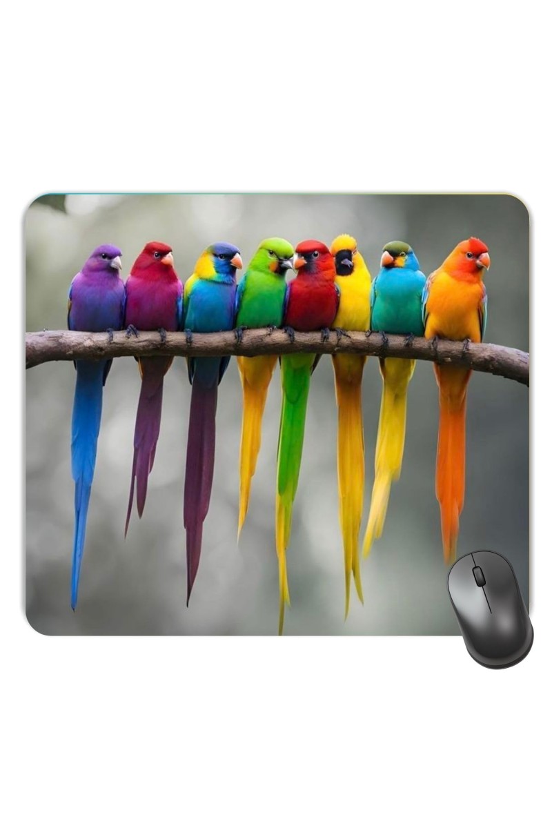 Customized Colorful Birds Picture Sublimation Mouse Pad | 8 X 7.5 Inch | Smooth Cloth Surface | Non-Slip Rubber Base | Personalized Mousepad for Laptop & Desktop (F17436)