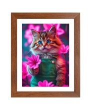 AI Funny Cute Cat Art Picture for Kids - 10x14 inches, Brown Color - Perfect Wall Decor for Children's Room