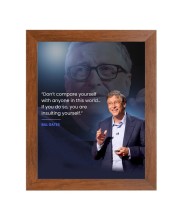 Bill Gates & Famous Quote Brown Frame, 12x16InchesInspirational Wall Art for Office, Home DecorIdeal Spiritual Gift