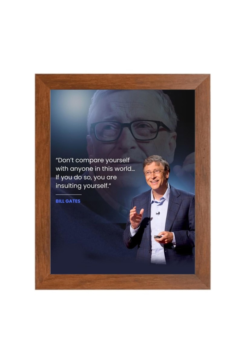 Bill Gates & Famous Quote Brown Frame, 12x16InchesInspirational Wall Art for Office, Home DecorIdeal Spiritual Gift