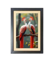 A lively, cheerful and festive auspicious birds Black Photo Frame Funny Animal and Bird Cartoon Art