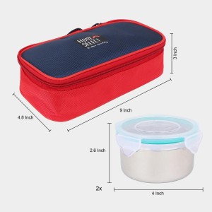 Steel Lunch Box, 2 Containers and Bag 2.6 X 4 in, 1Bag, 2 Containers
