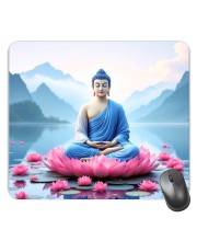 Customized Lord Buddha Picture Sublimation Mouse Pad | 8 X 7.5 Inch | Smooth Cloth Surface | Non-Slip Rubber Base | Personalized Mousepad for Laptop & Desktop (F17127)