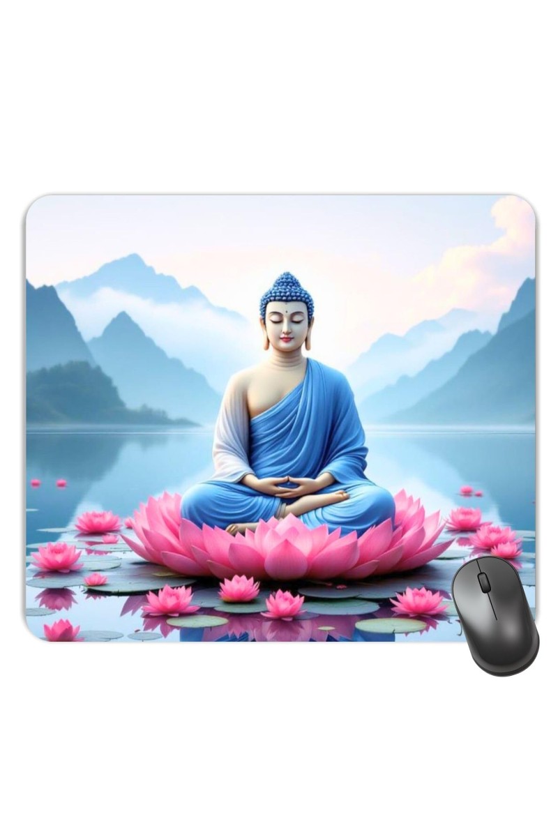 Customized Lord Buddha Picture Sublimation Mouse Pad | 8 X 7.5 Inch | Smooth Cloth Surface | Non-Slip Rubber Base | Personalized Mousepad for Laptop & Desktop (F17127)