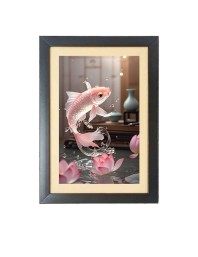 The beautiful fish Black Photo Frame Funny Animal and Bird Cartoon Art