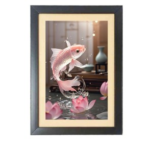 The beautiful fish Black Photo Frame Funny Animal and Bird Cartoon Art